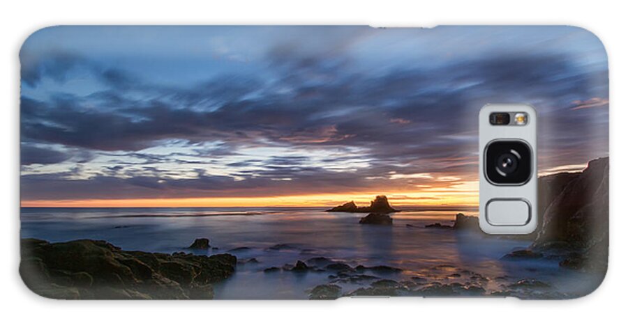 Crescent Galaxy Case featuring the photograph Crescent Bay Beach at Dusk by Eddie Yerkish