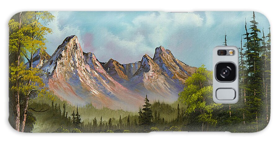 Landscape Galaxy Case featuring the painting Crimson Mountains by Chris Steele