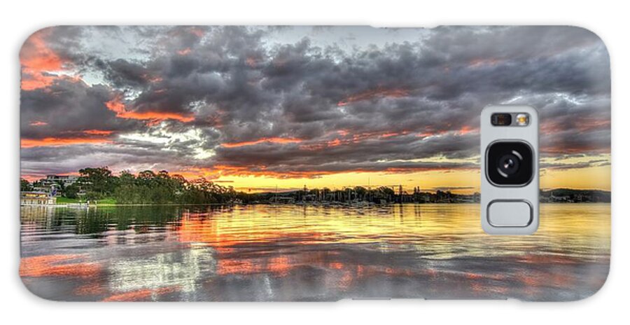 Sunset Galaxy Case featuring the photograph Crimson Sunset over Cockle Bay by Geoff Childs
