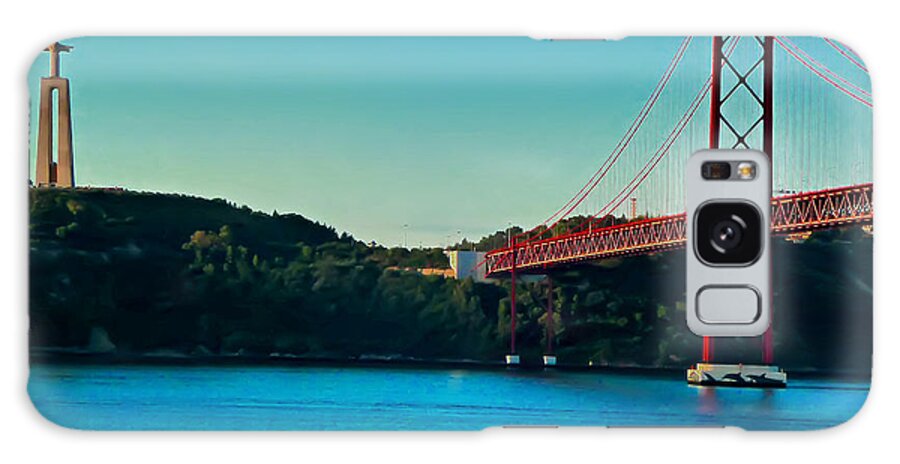 Lisbon Galaxy Case featuring the photograph Cristo Rei and the 25 de Abril Bridge by Mitchell R Grosky