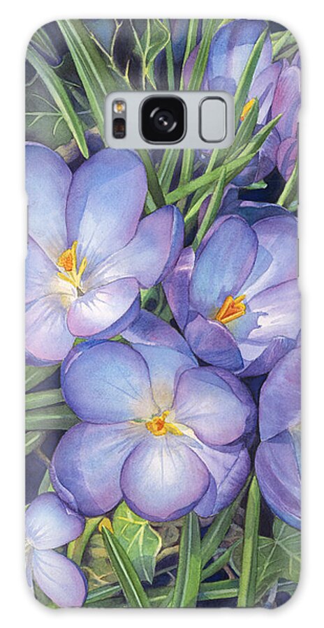Crocus Galaxy Case featuring the painting Crocuses by Sandy Haight