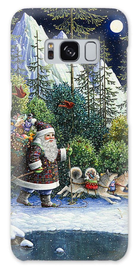 Santa Claus Galaxy Case featuring the painting Cross-Country Santa by Lynn Bywaters