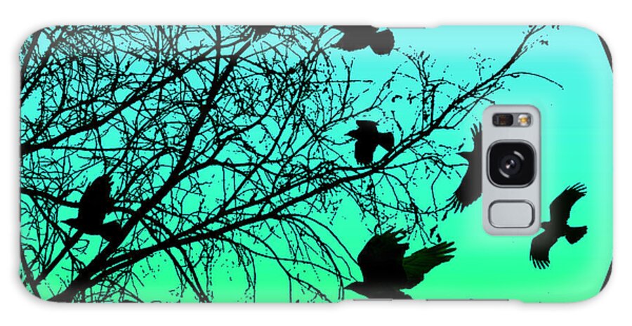 Crows Galaxy Case featuring the digital art Crow Tree by Judy Wood