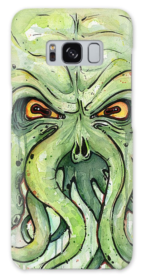 Cthulu Galaxy Case featuring the painting Cthulhu Watercolor by Olga Shvartsur