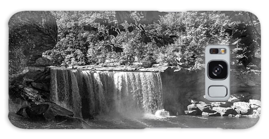 Landscape Galaxy Case featuring the photograph Cumberland Falls Six BW by Ken Frischkorn
