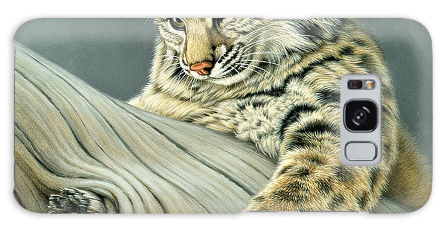 Wildlife Galaxy Case featuring the painting Curiosity - young bobcat by Paul Krapf