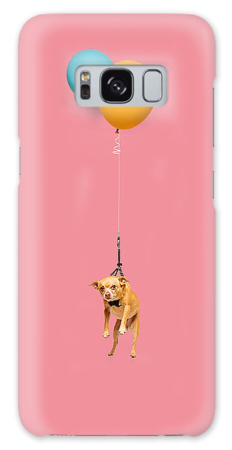 Pets Galaxy Case featuring the photograph Cute Dog Tied To A Balloon And Floating by Ian Ross Pettigrew