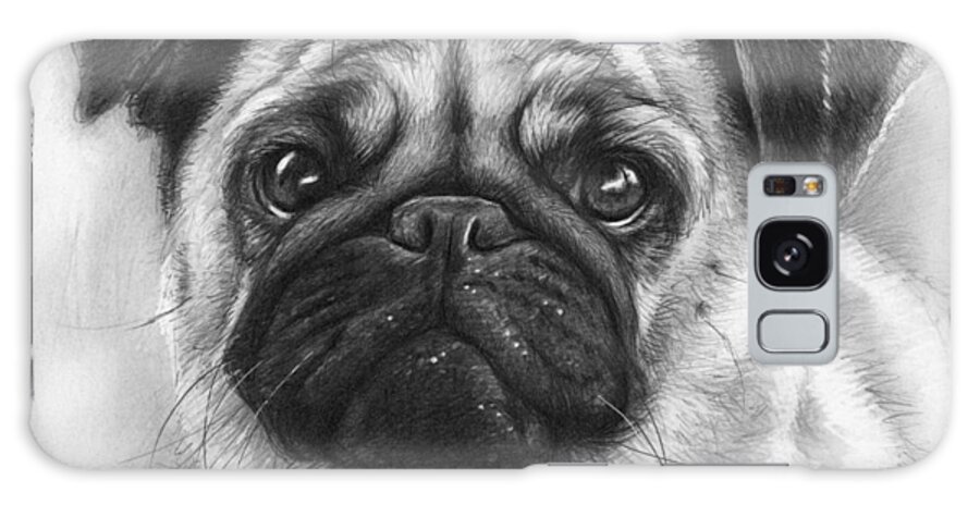 Dog Galaxy Case featuring the drawing Cute Pug by Olga Shvartsur