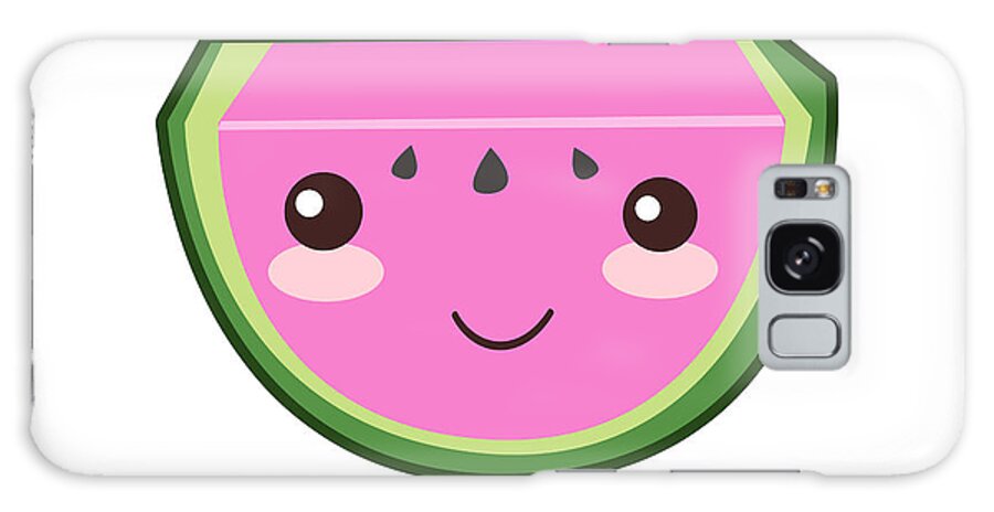 Watermelon Galaxy Case featuring the digital art Cute Watermelon Illustration by Pati Photography