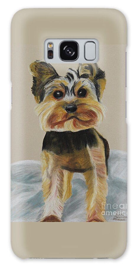 Animal Mugs Collection Galaxy S8 Case featuring the painting Cute Yorkie by Annette M Stevenson