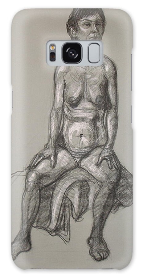 Realism Galaxy Case featuring the drawing Cynthia - Seated Nude by Donelli DiMaria