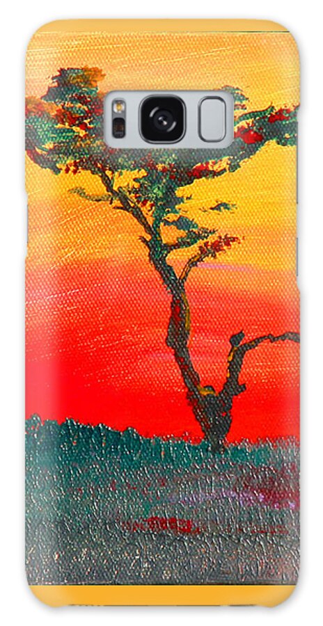 #sunset Prints Galaxy Case featuring the painting Cypress Sunrise by Gail Daley