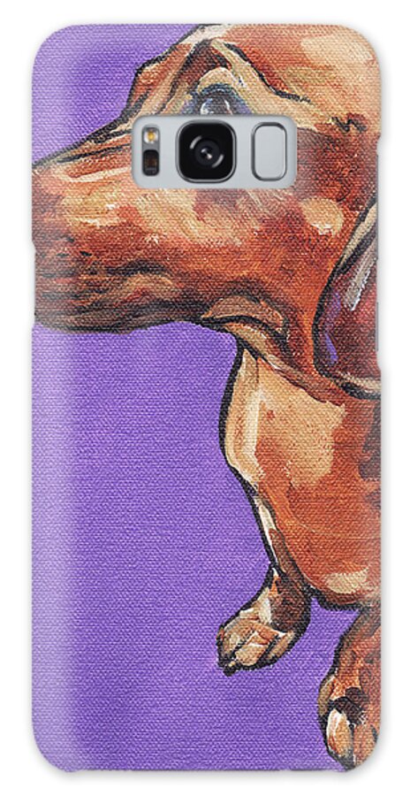 Dachshund Galaxy Case featuring the painting Dachshund by Greg and Linda Halom