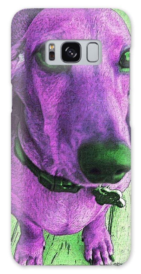 Dachshund Galaxy S8 Case featuring the photograph Dachshund - Purple People Greeter by Rebecca Korpita