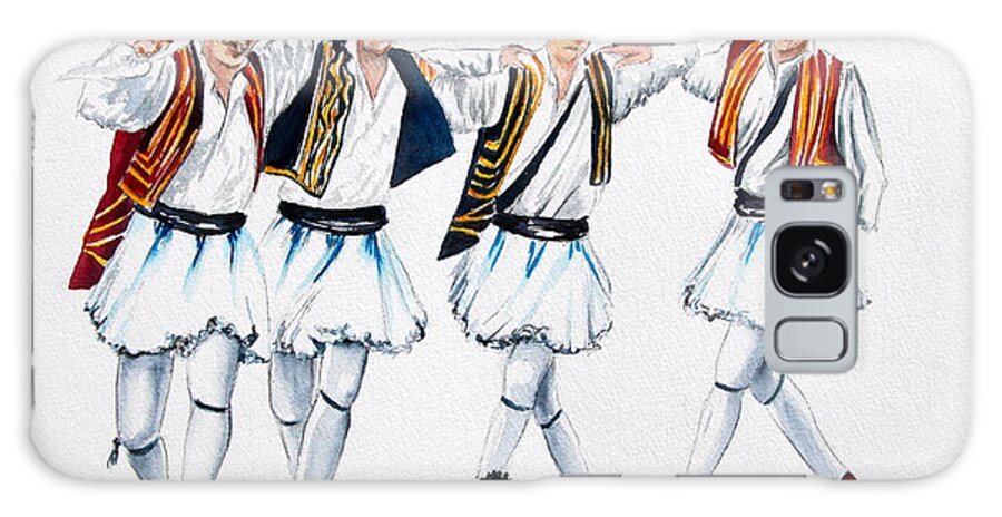 Greek Presidential Guards Galaxy Case featuring the painting Dancing Evzones by Maria Barry