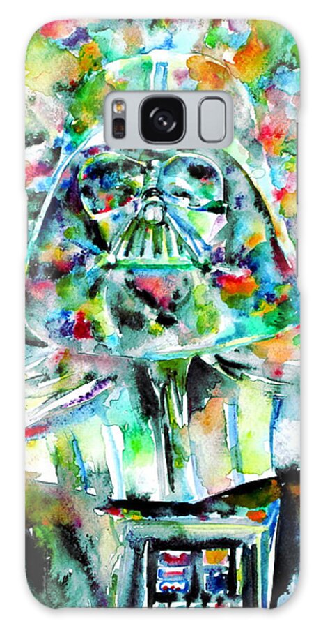 Darth Vader Galaxy Case featuring the painting Darth Vader Watercolor Portrait.2 by Fabrizio Cassetta