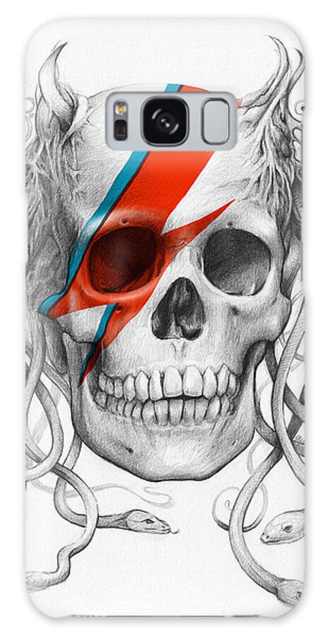 David Bowie Galaxy Case featuring the drawing David Bowie Aladdin Sane Medusa Skull by Olga Shvartsur