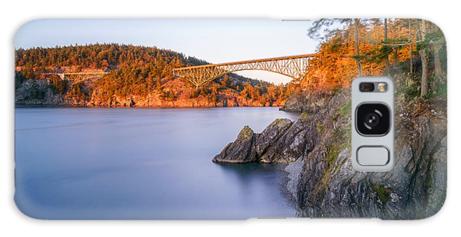 Washington Galaxy Case featuring the photograph Deception Pass Bridge at Sunset by Ken Stanback