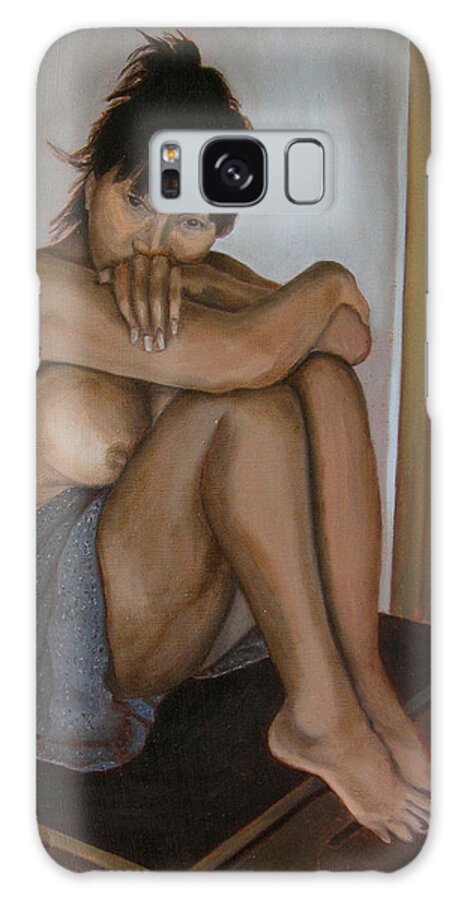 Figure Galaxy Case featuring the painting Deep in thought by Thu Nguyen