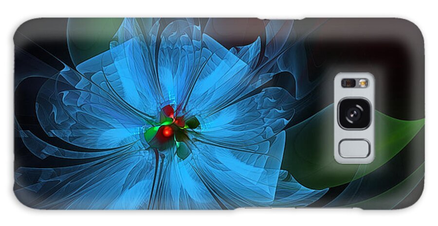 Abstract Galaxy Case featuring the digital art Delicate Blue Flower-Fractal Art by Karin Kuhlmann
