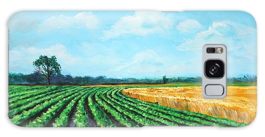 Mississippi Galaxy Case featuring the painting Delta Soybeans and Wheat by Karl Wagner