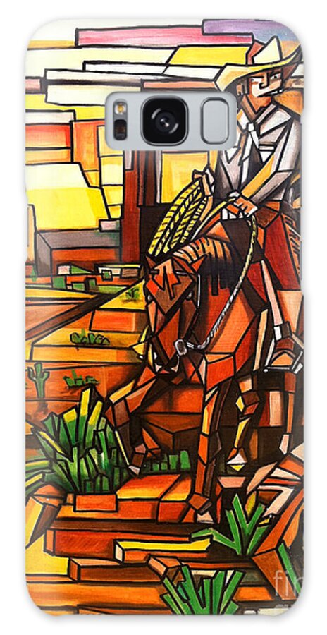 Desert Cowboy Galaxy Case featuring the painting Desert Cowboy by Ruben Archuleta - Art Gallery