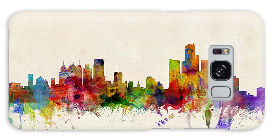 Watercolour Galaxy Case featuring the digital art Detroit Michigan Skyline by Michael Tompsett