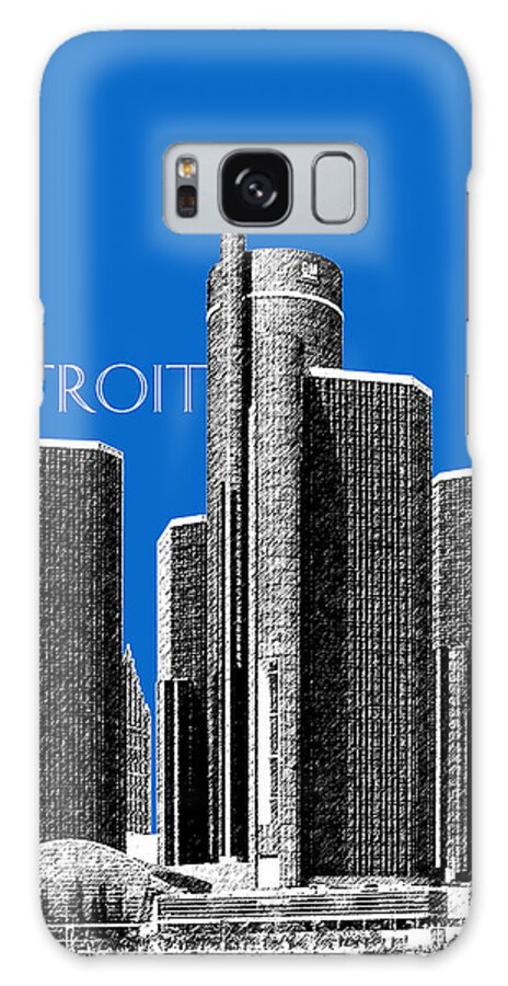 Detroit Galaxy S8 Case featuring the digital art Detroit Skyline 1 - Blue by DB Artist