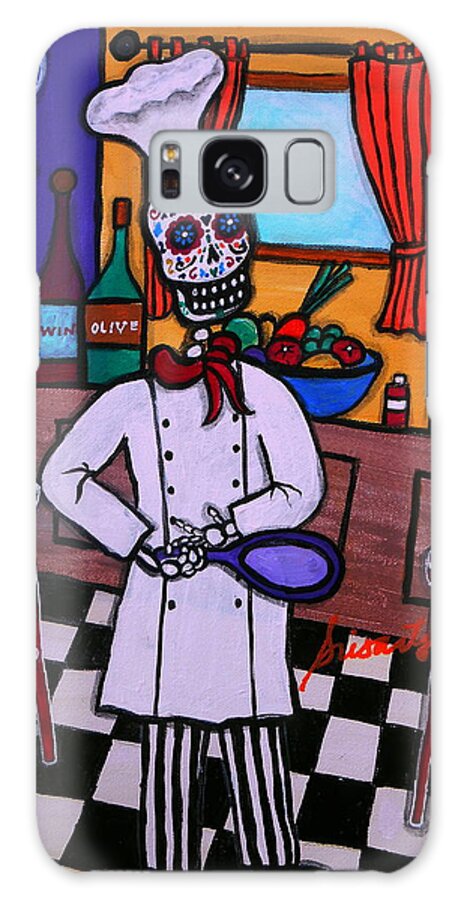Taco Diablo Galaxy Case featuring the painting Dia De Los Muertos Chef by Pristine Cartera Turkus