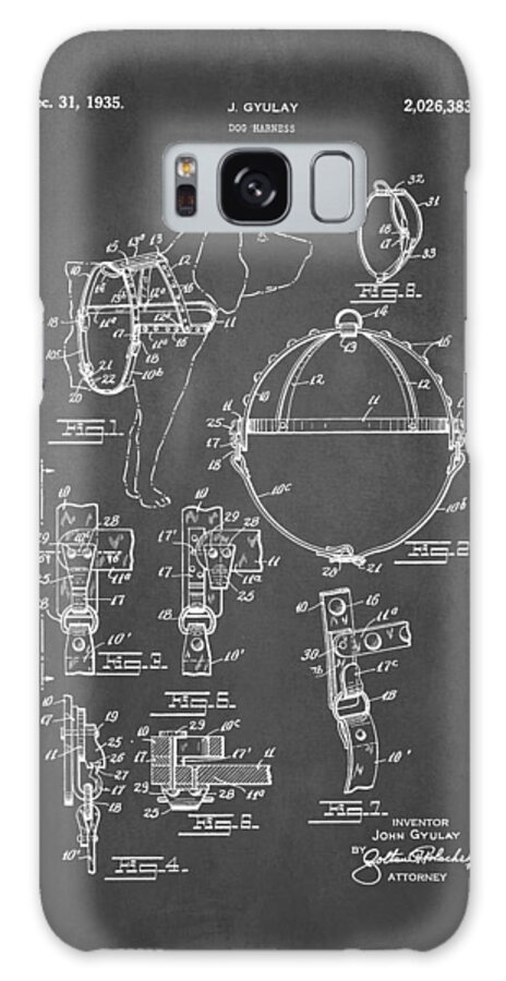 Dog Harness Patent Galaxy Case featuring the digital art Dog Harness Patent 1935 by Patricia Lintner