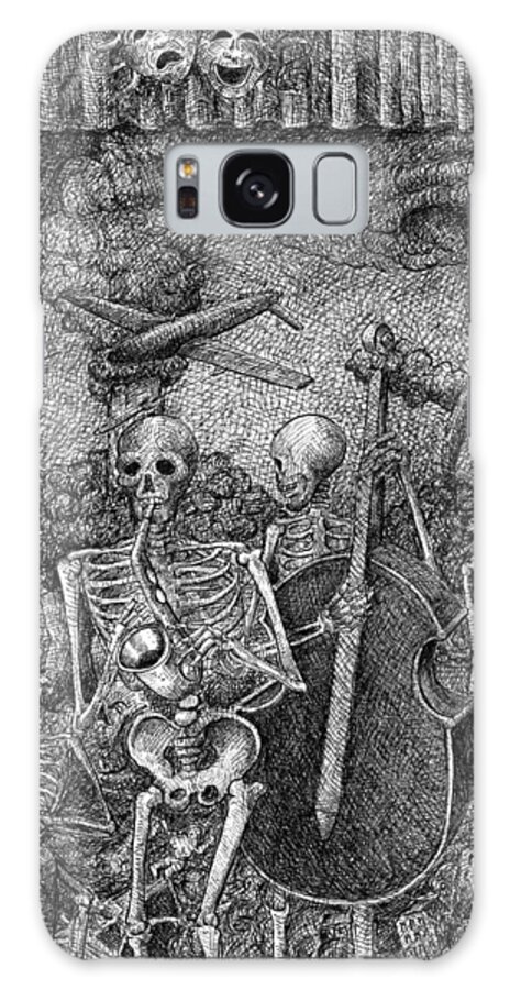 Skeletons Galaxy Case featuring the drawing Don't Worry Be Happy 1 by Gerry High