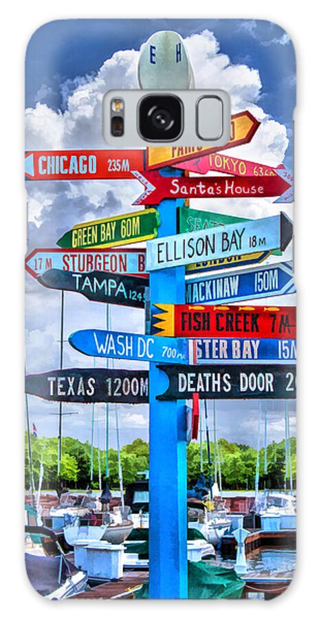 Door County Galaxy Case featuring the painting Door County Directional Sign in Egg Harbor by Christopher Arndt