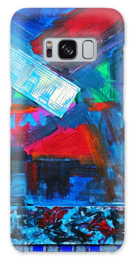 Abstract Design Galaxy Case featuring the painting Downtown Night Lights by Walter Fahmy