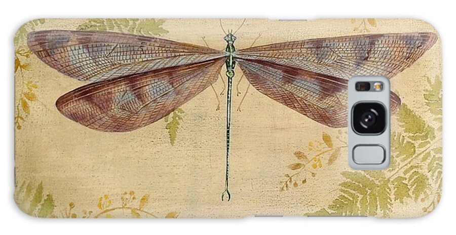 Acrylic Painting Galaxy Case featuring the painting Dragonfly Among the Ferns-3 by Jean Plout