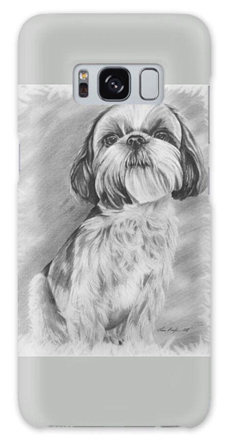Graphite Galaxy S8 Case featuring the drawing Drawing of a Shih Tzu by Lena Auxier