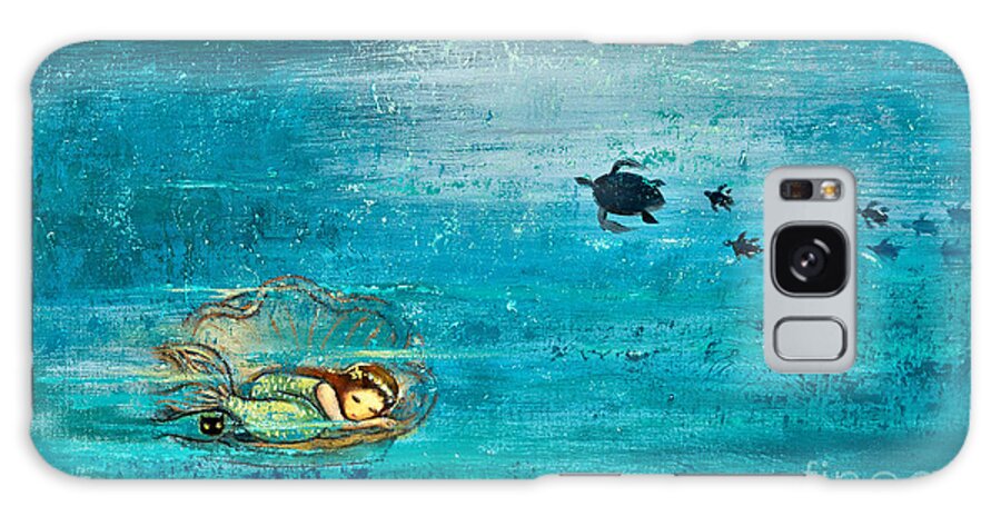 Mermaid Art Galaxy Case featuring the painting Dreaming Mermaid by Shijun Munns