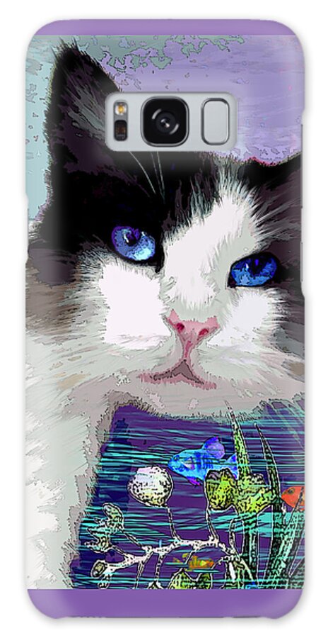 Cat Galaxy S8 Case featuring the mixed media Dreaming of Fish by Michele Avanti