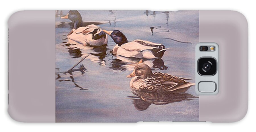 Nature Galaxy Case featuring the painting Ducks on the Cachuma by Donna Tucker