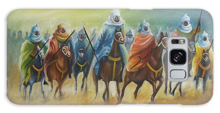 Yellow Galaxy Case featuring the painting Durbar Riders by Olaoluwa Smith