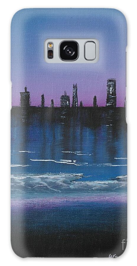 Seascape Galaxy Case featuring the painting Dusk at the Bay by Wayne Cantrell