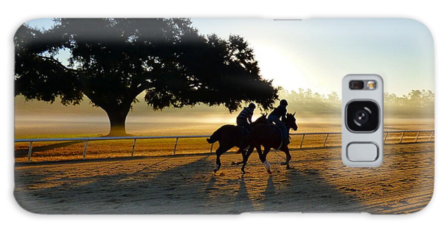 Horse Galaxy Case featuring the photograph Early Morning Training Run by Jean Wright