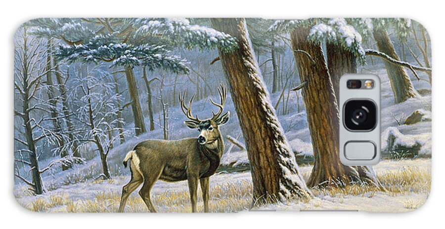 Landscape Galaxy Case featuring the painting Early Snow- Mule Deer by Paul Krapf