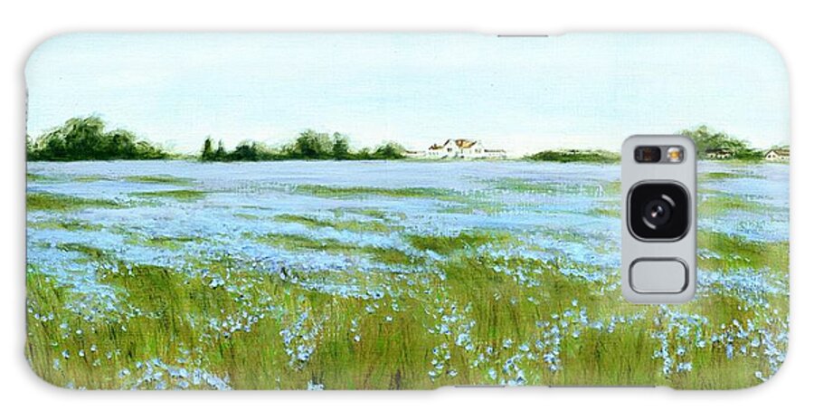 Maryland Galaxy Case featuring the painting Eastern Shore Maryland Field Of Blue Flowers by G Linsenmayer
