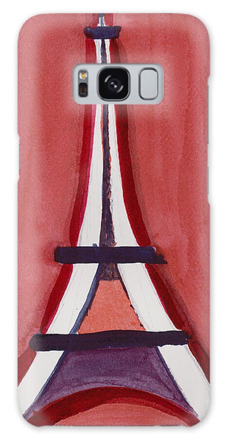 Effel Tower Galaxy Case featuring the painting Eiffel Tower Red White by Robyn Saunders