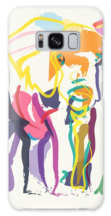 Elephant Galaxy Case featuring the painting Elephant in color ecru by Go Van Kampen