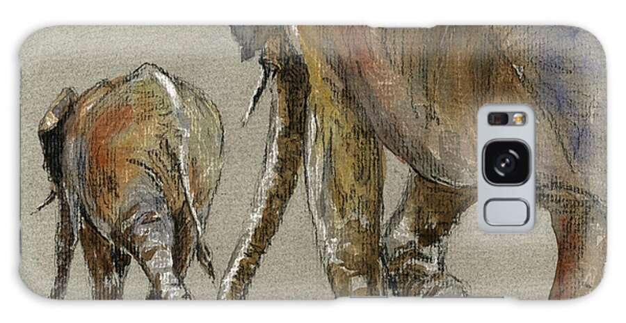 Walking Galaxy S8 Case featuring the painting Elephants walking by Juan Bosco