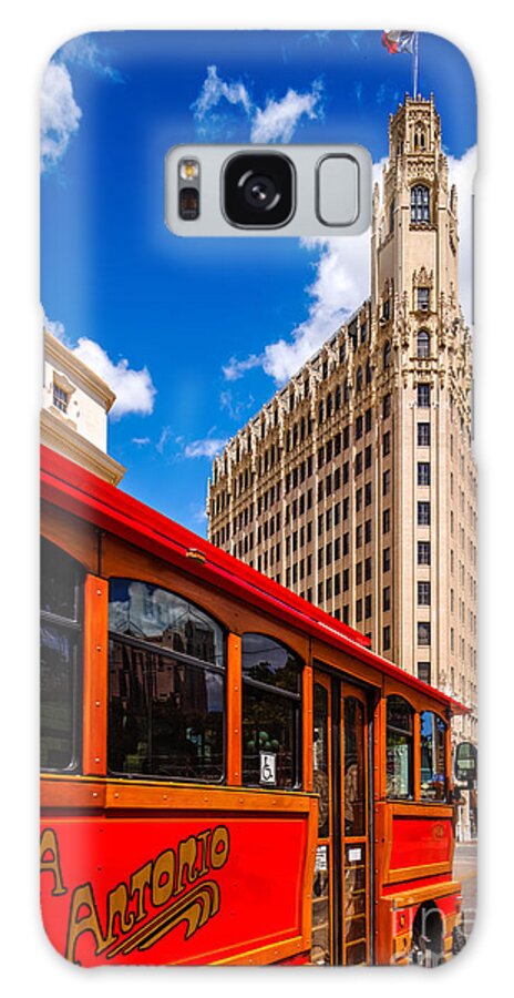 San Antonio Galaxy S8 Case featuring the photograph Emily Morgan Hotel and Red Streetcar - San Antonio Texas by Silvio Ligutti