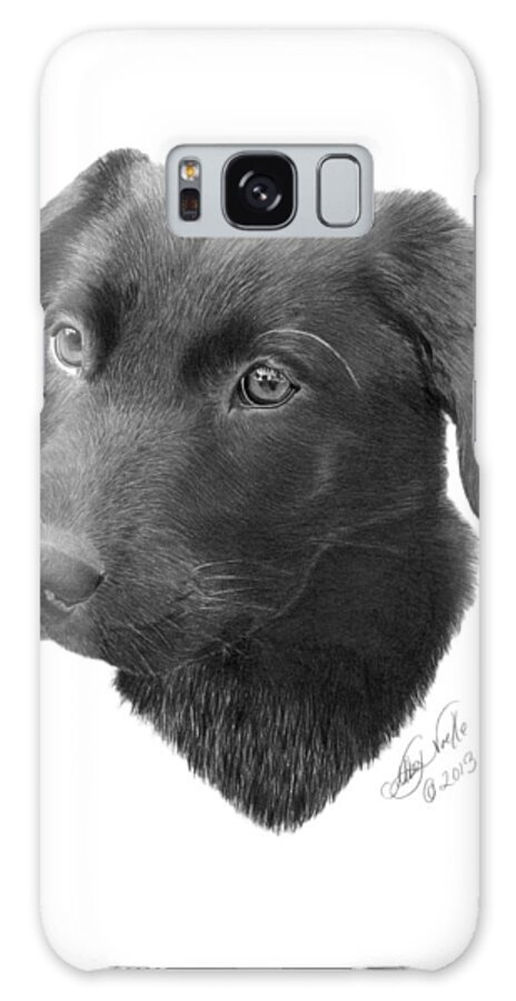 Black Labrador Galaxy S8 Case featuring the drawing Emmy - 019 by Abbey Noelle