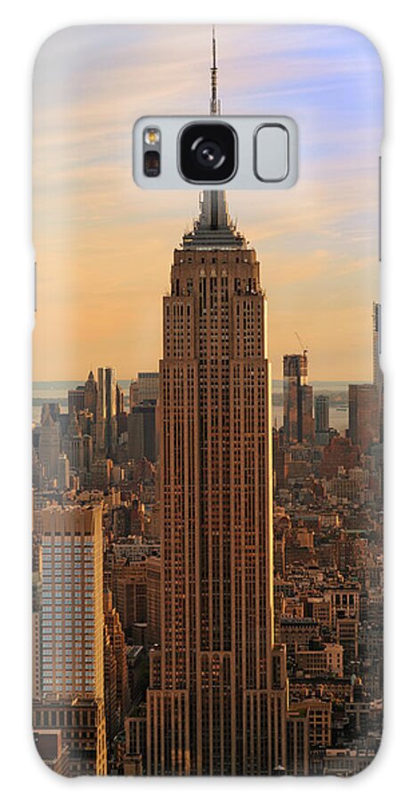 Lower Manhattan Galaxy Case featuring the photograph Empire State Building At Sunset Xxxl by Bezov