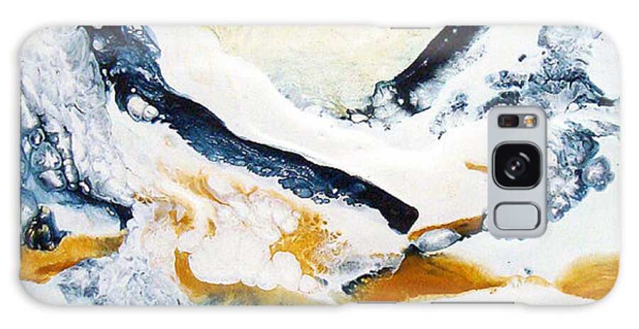 Encaustic Painting Galaxy Case featuring the painting Encaustic-Alps At Sunrise by Chris Paschke